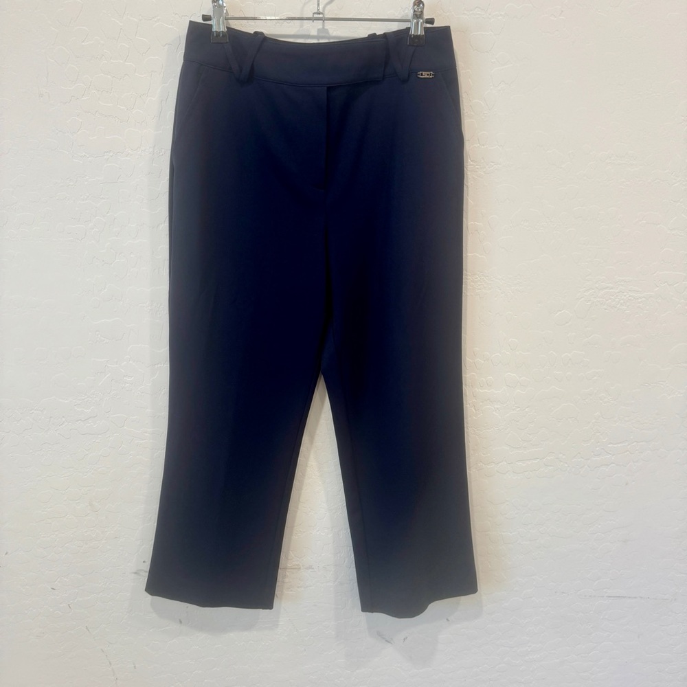 St John Sport Classic Capri Cropped Dress Pant Slack Womens 6 Navy Blue